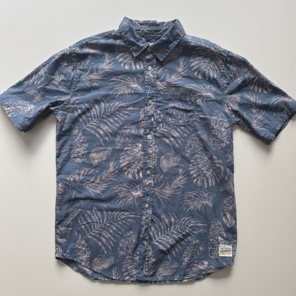 JOES JEANS Short Sleeve Button Up Shirt Boys XL 18-20 Hawaiian Floral Linen Blnd